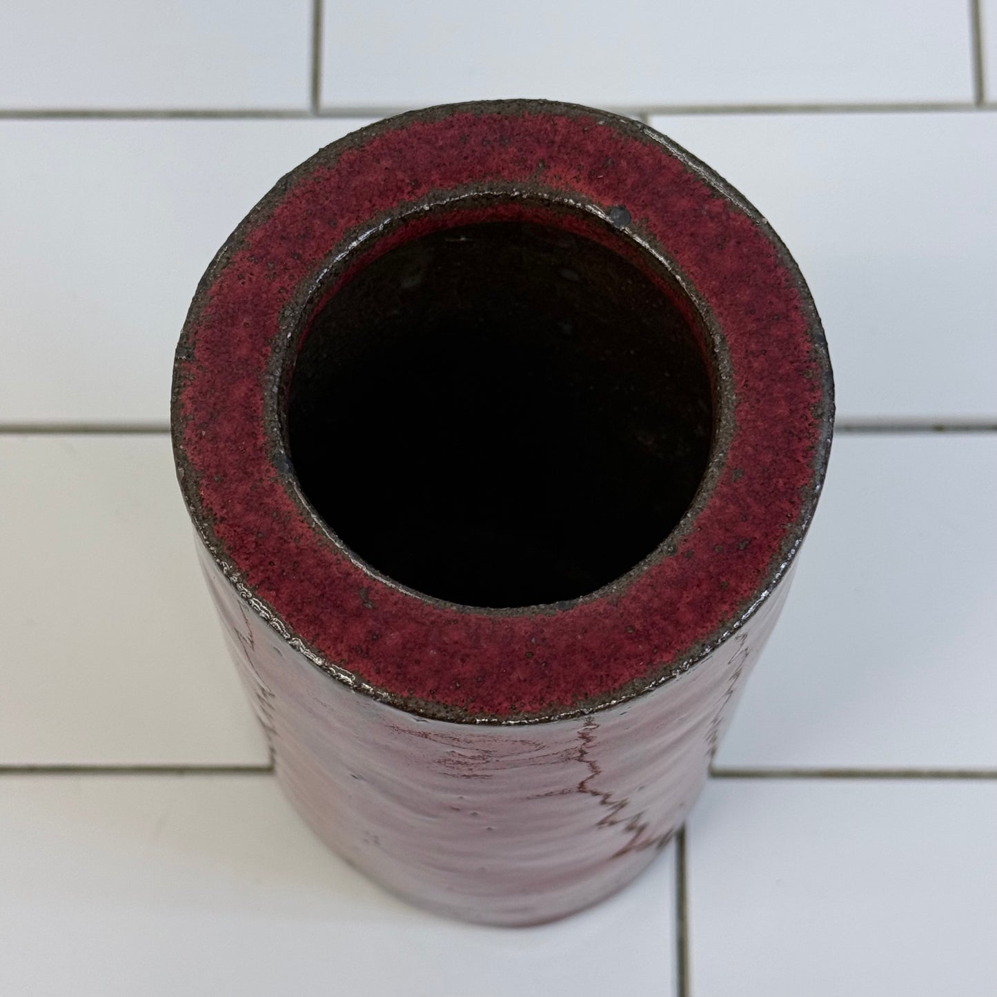Studio Art Pottery Oxblood Red Glazed Stoneware Vase Handmade