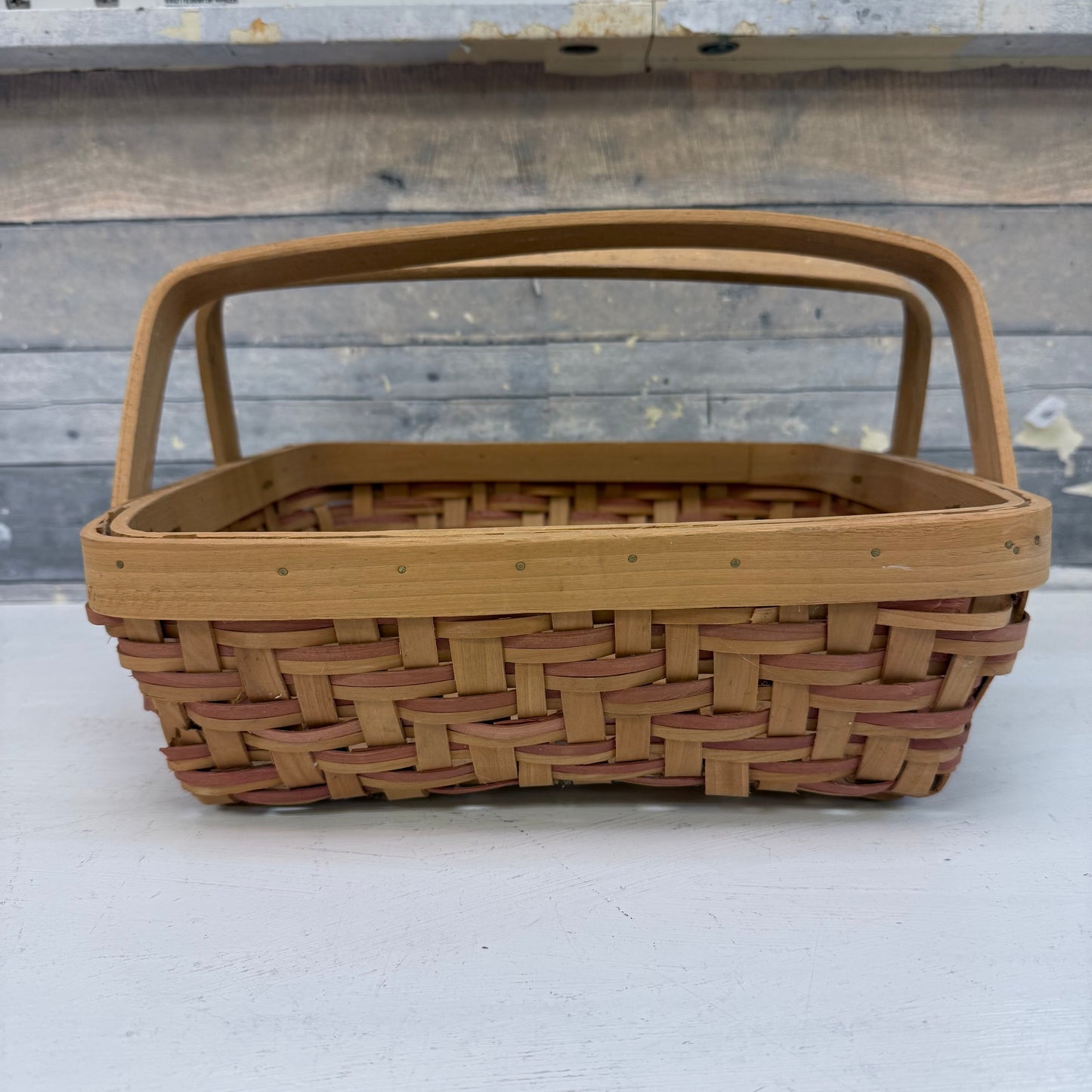 Woven Handled Wooden Basket