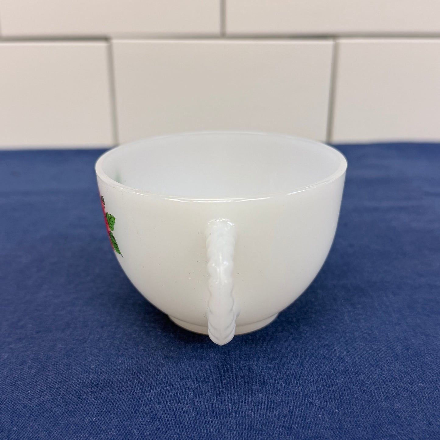 Federal Glass Rosecrest Snack Set in Box, Set of 8, Milk Glass