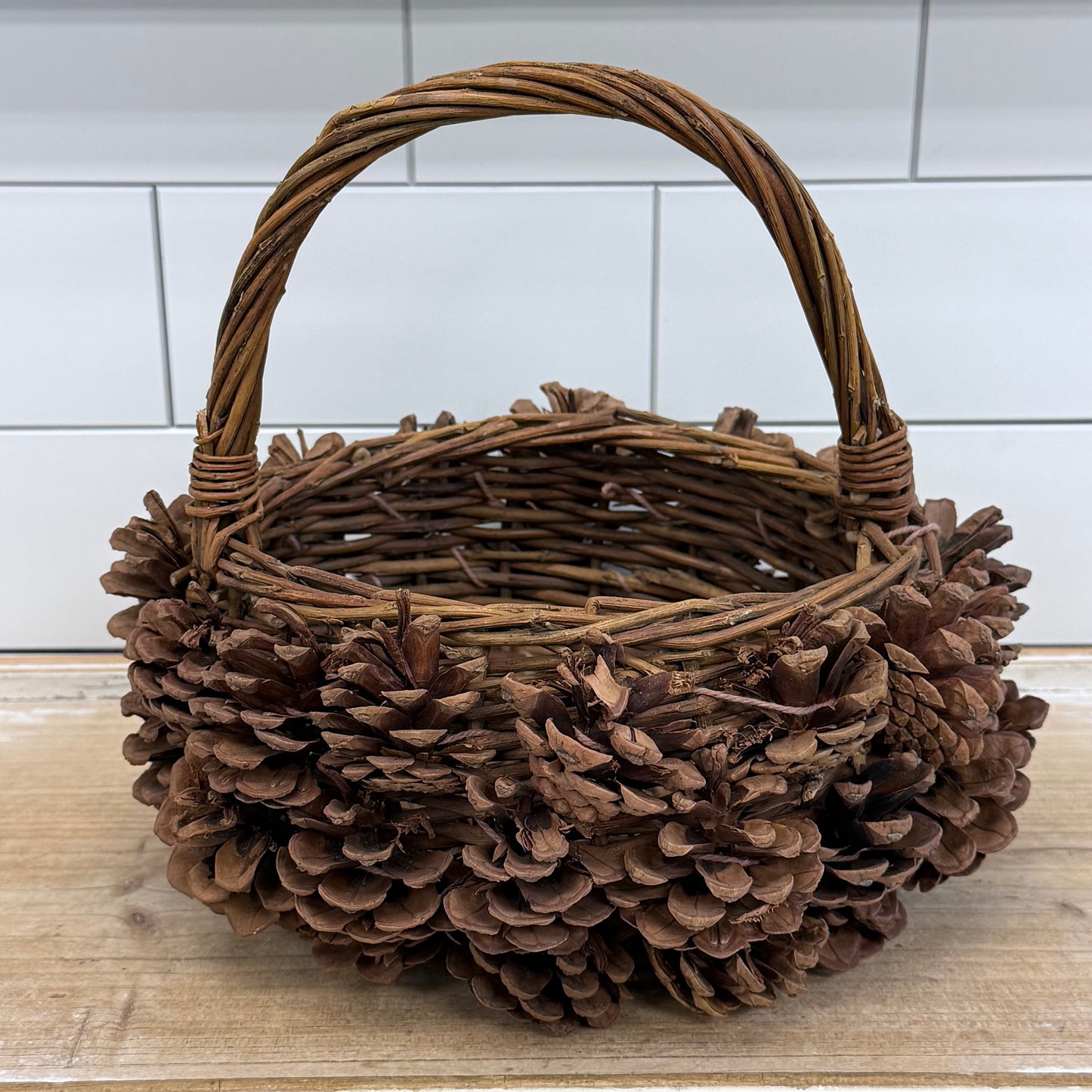 McCann Brothers Rustic Woven Pine Cone Basket