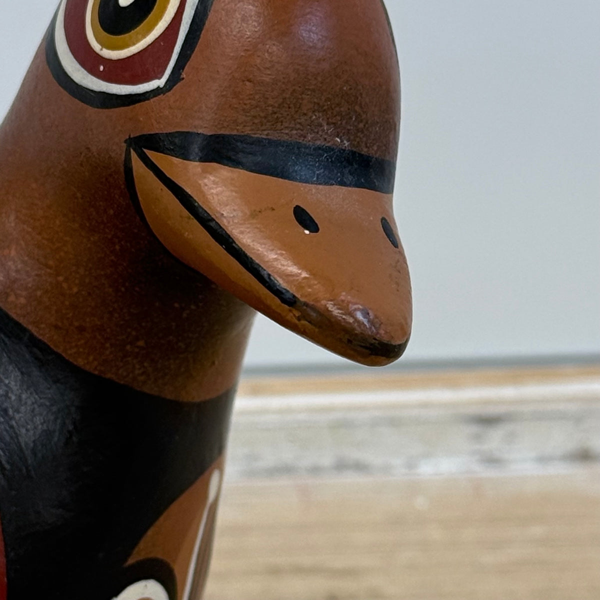 Vintage Mexican Folk Art Hand Painted Pottery Pheasant Bird