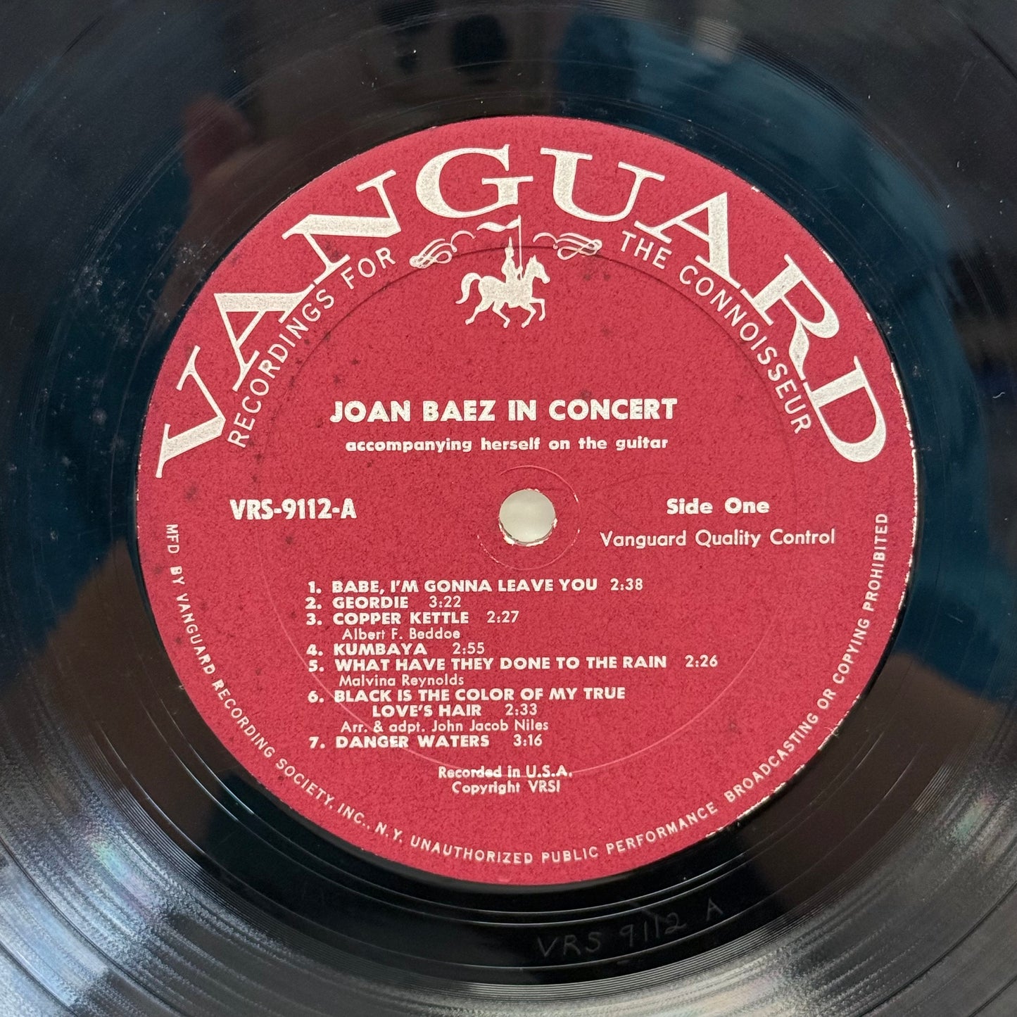 Joan Baez In Concert Parts 1 & 2 Vinyl 1962-63 #VRS-9112/9113