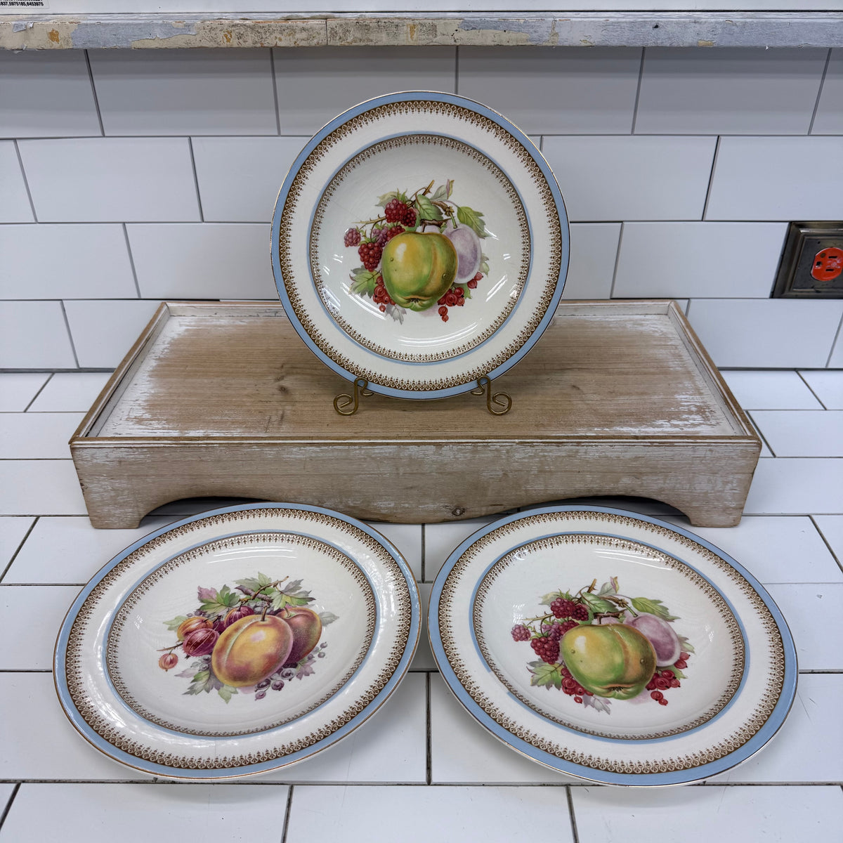 Crown Ducal Fruit Plates Set of 3 Vintage English Pottery 1940s