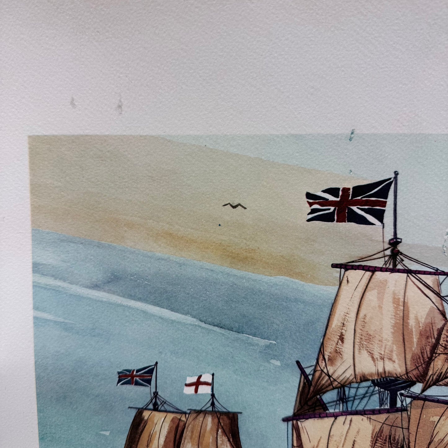 Raul Araluce Three Ships Jamestown 1607 Lithograph