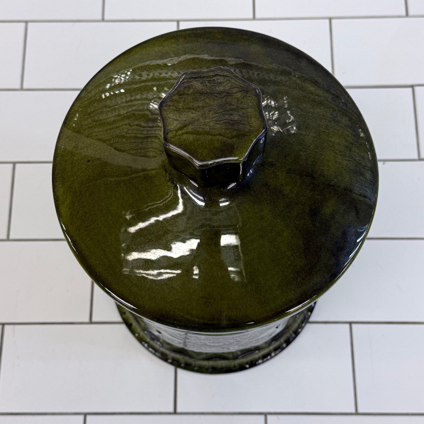 Green Drip Glaze Eagle Cookie Jar #2925 Ceramic Canister