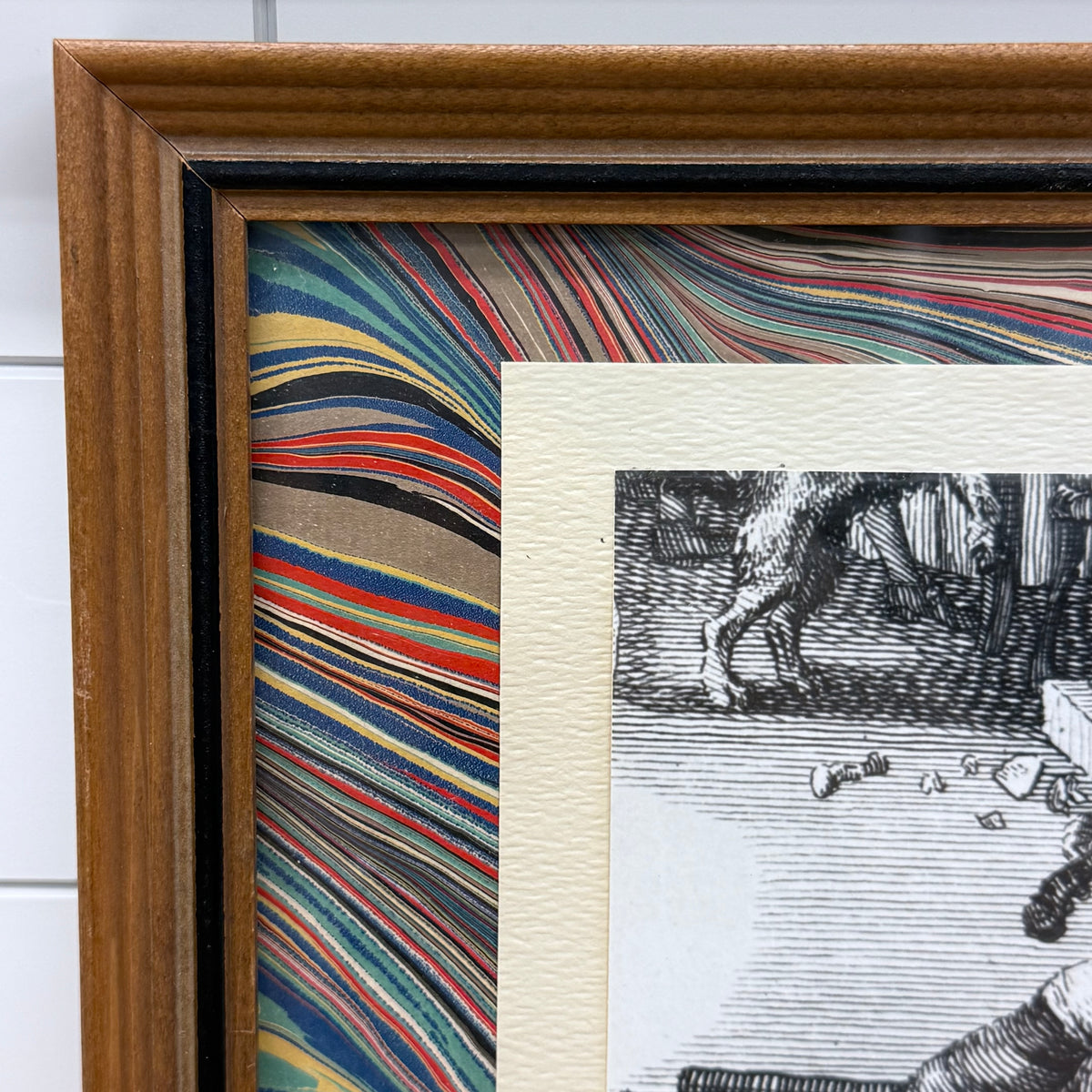 Tavern Fiddler Print with Marbled Paper Mat
