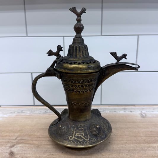 Brass Dallah Coffee Pot Bird Finial Moroccan Decor