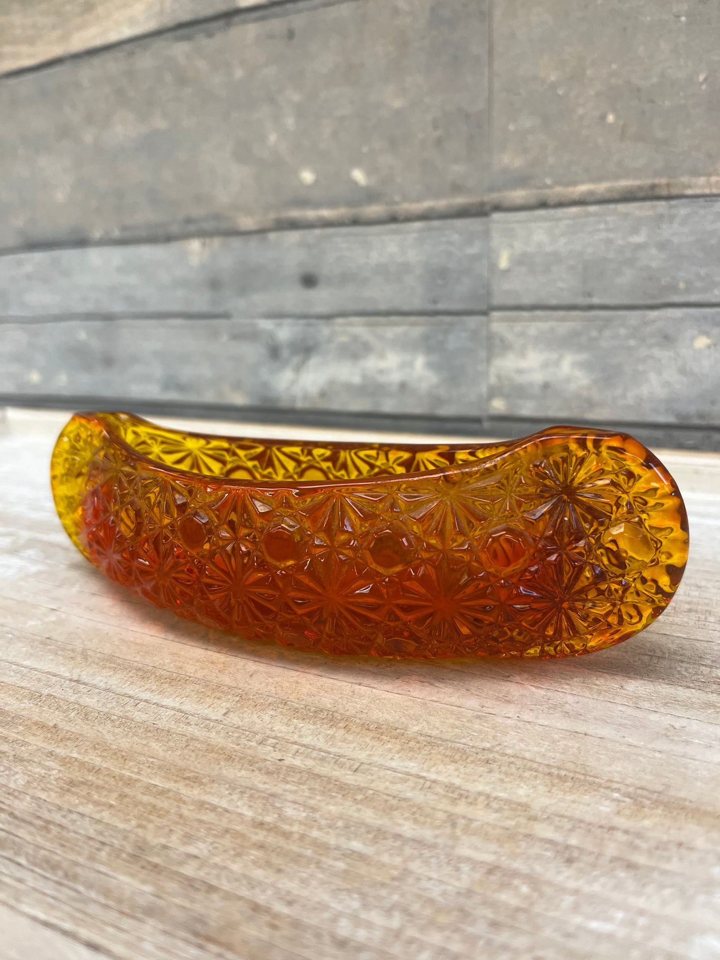 Fenton Amber Glass Canoe, 1960s