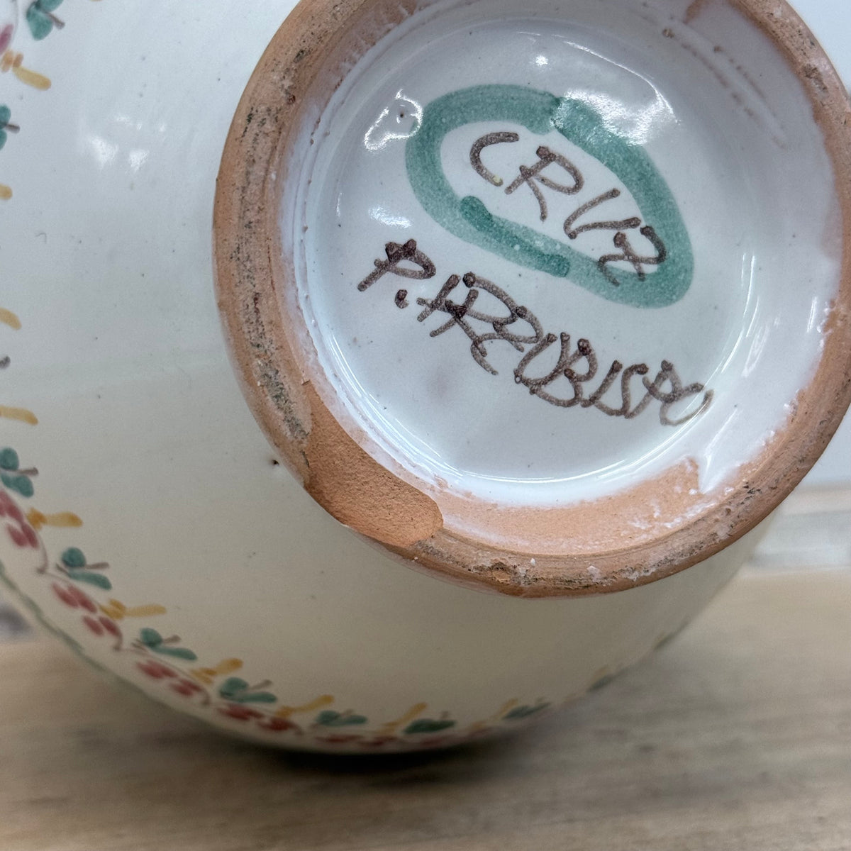 Puente del Arzobispo Hand-Painted Floral Pottery Pitcher