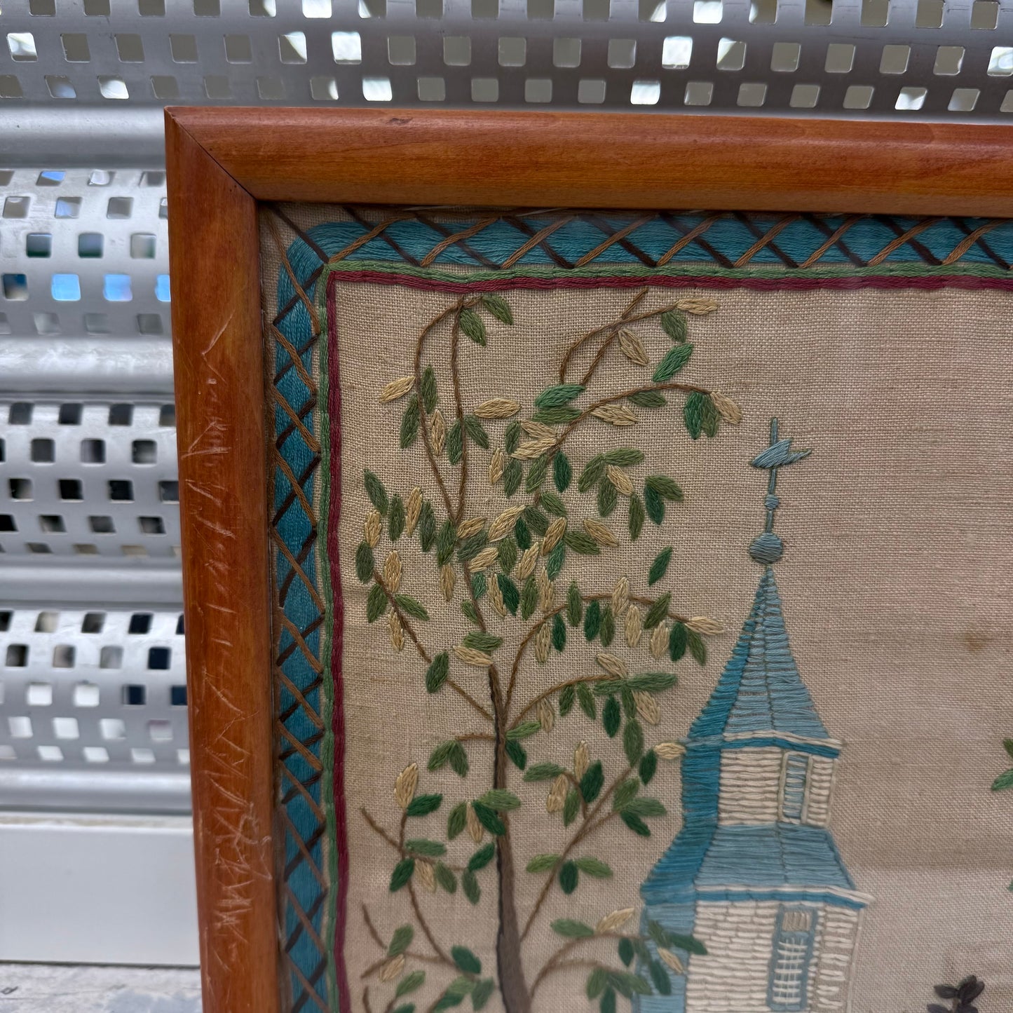 Old Williamsburg Bruton Parish Church Framed Embroidery Art