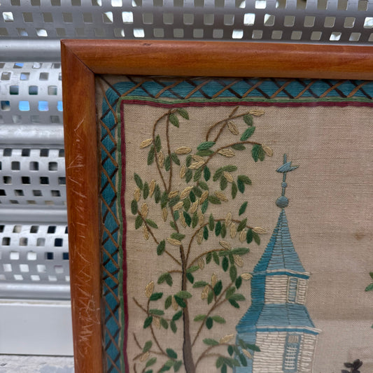 Old Williamsburg Bruton Parish Church Framed Embroidery Art