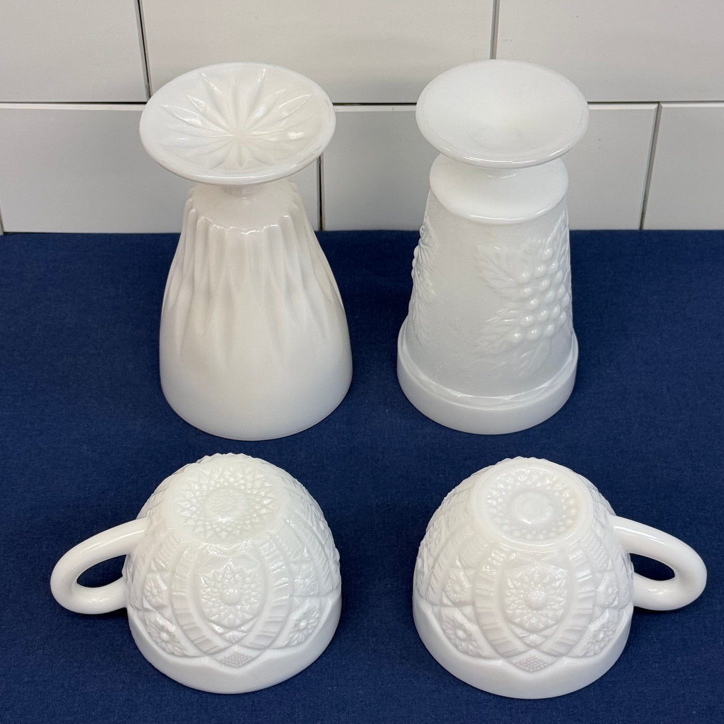 Milk Glass Drinkware Lot McKee Anchor Hocking Hazel-Atlas Vintage 1960s