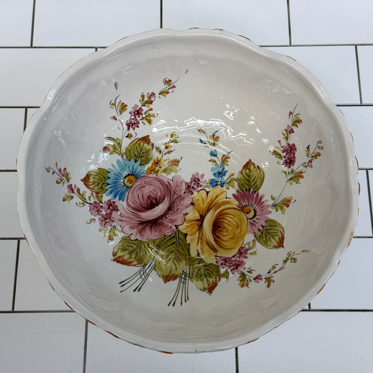 Floral Ceramic Pitcher & Wash Basin Set