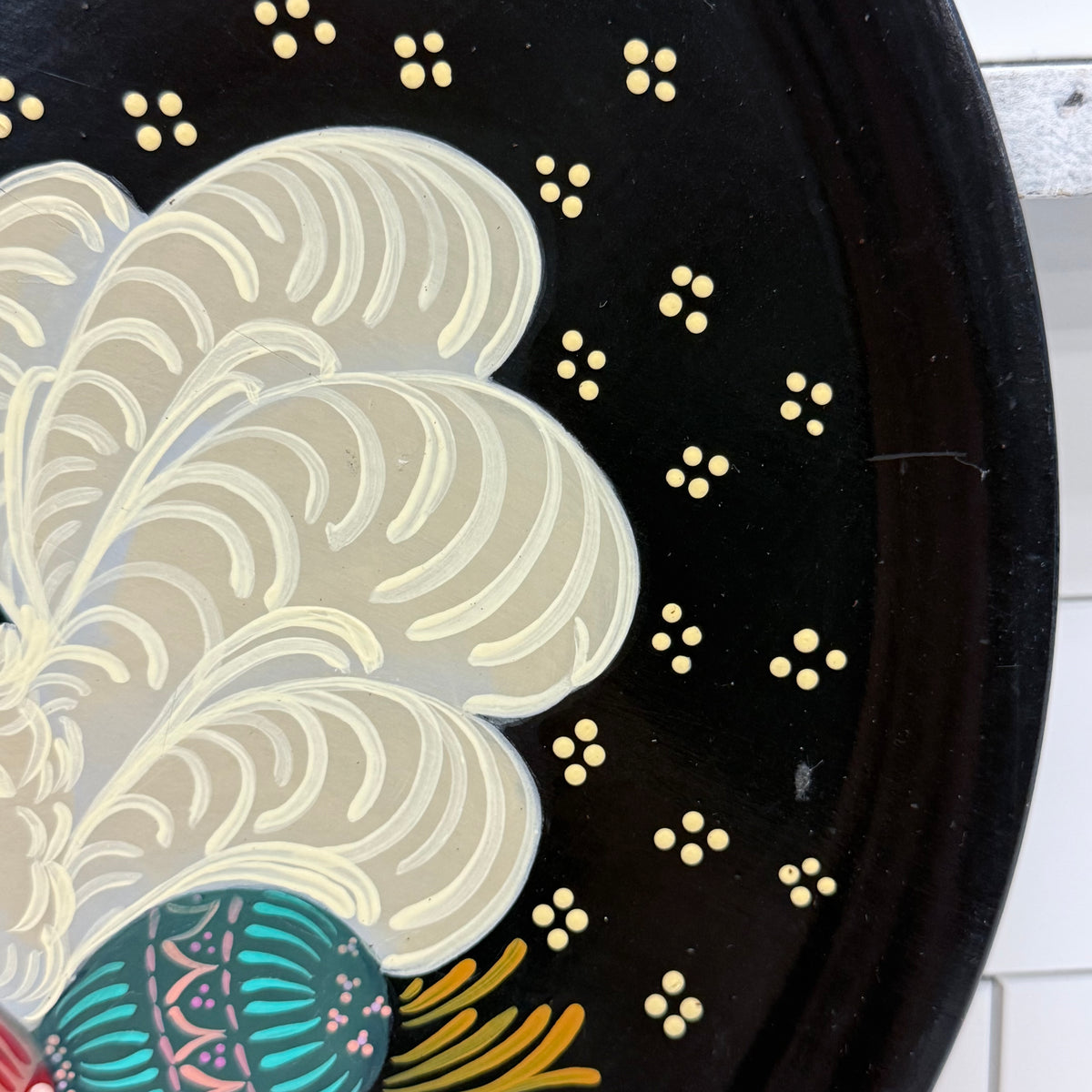 Folk Art Goose Hand-Painted Wooden Tray