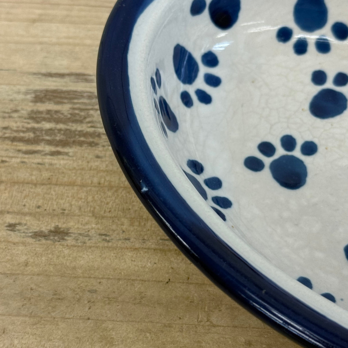 Blue & White Cat Pet Bowls Set of 2 Stoneware