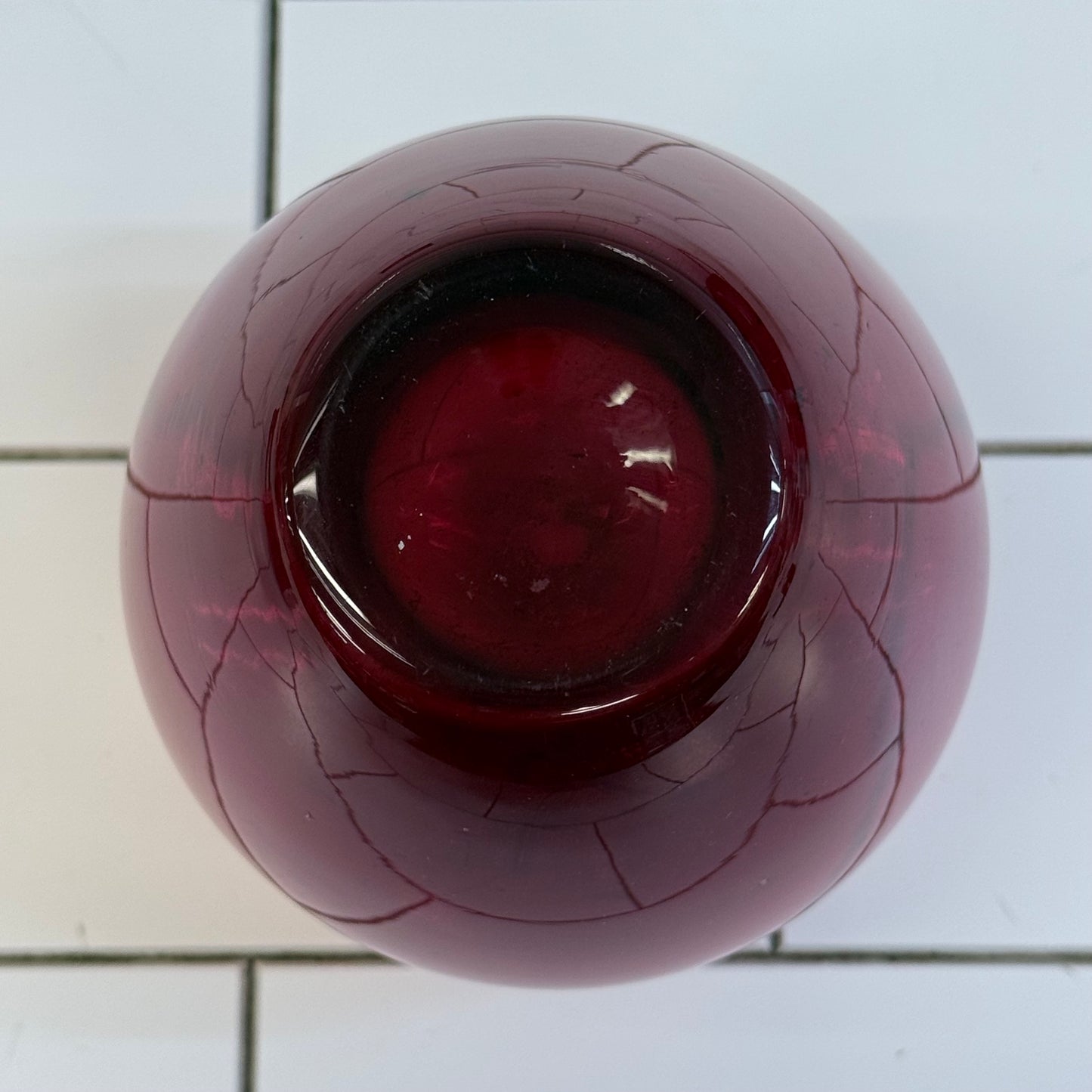 Hand Blown Cranberry Amethyst Art Glass Lidded Jar Vintage