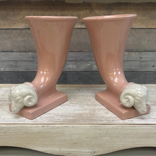 Pink Neoclassical Vases, Set of 2