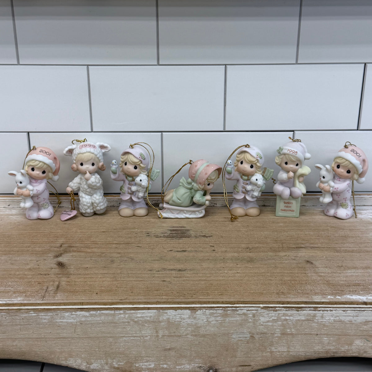 Precious Moments Christmas Ornament Lot of 7