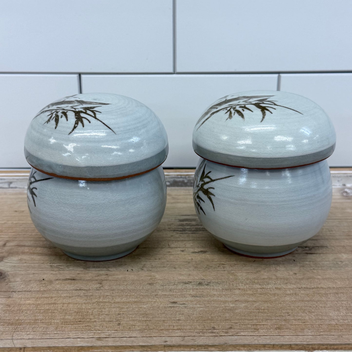 Chinese Celadon Glaze Stoneware Tea Cup & Infuser Set of 2