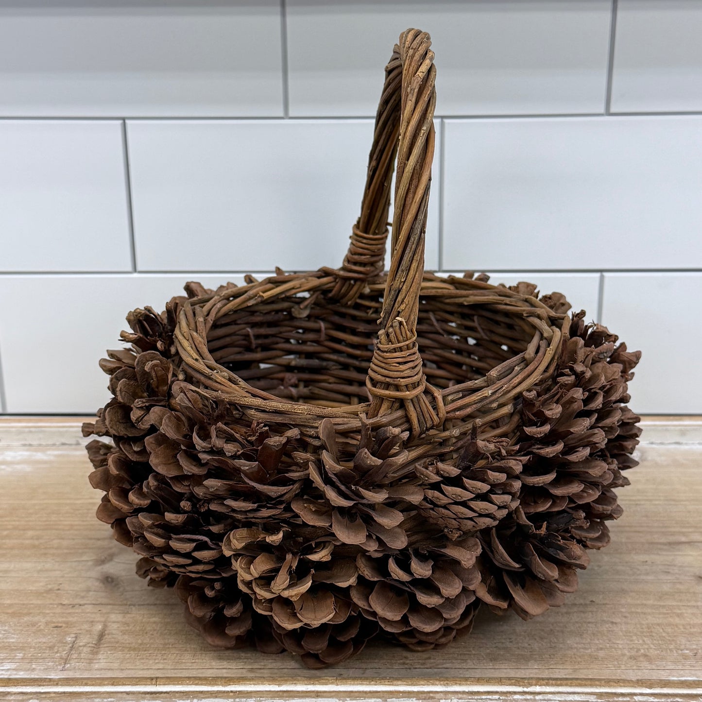 McCann Brothers Rustic Woven Pine Cone Basket