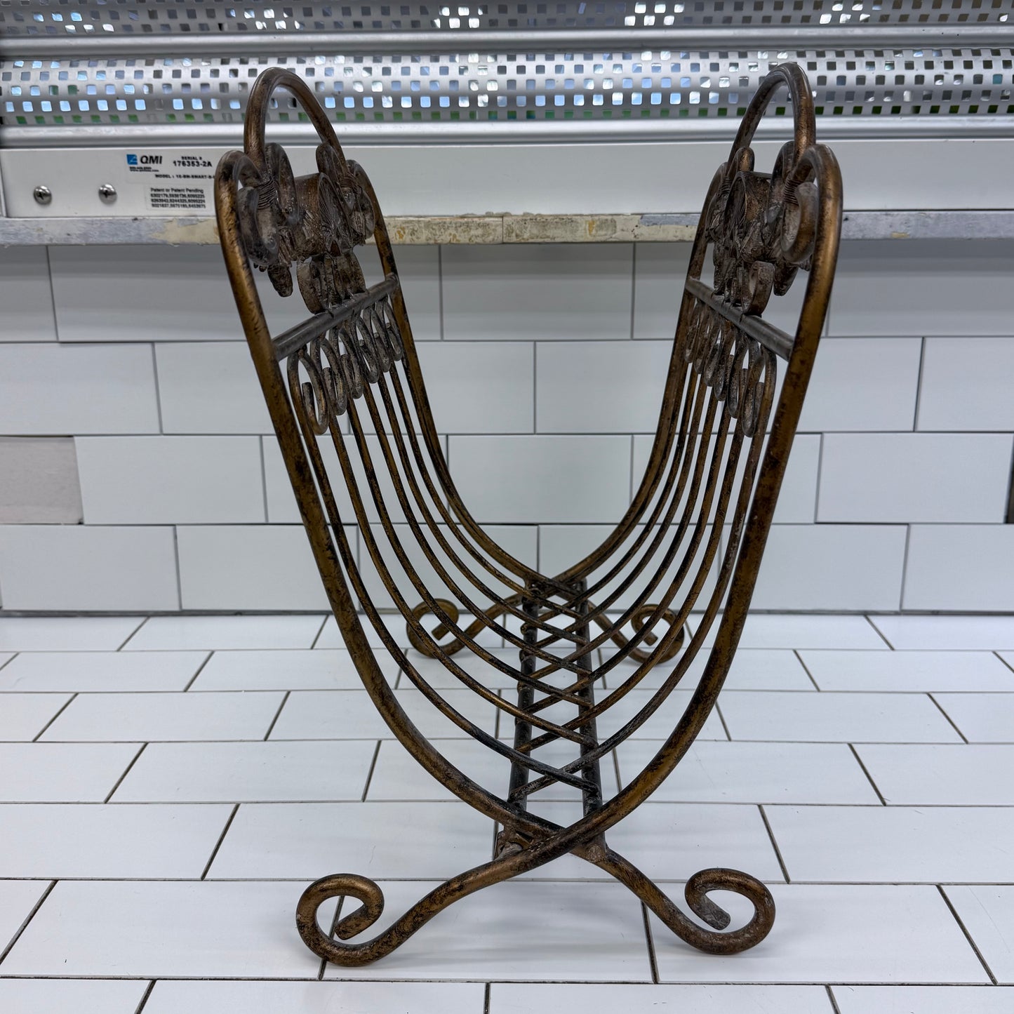 Folding Metal Magazine Rack Hollywood Regency Decor
