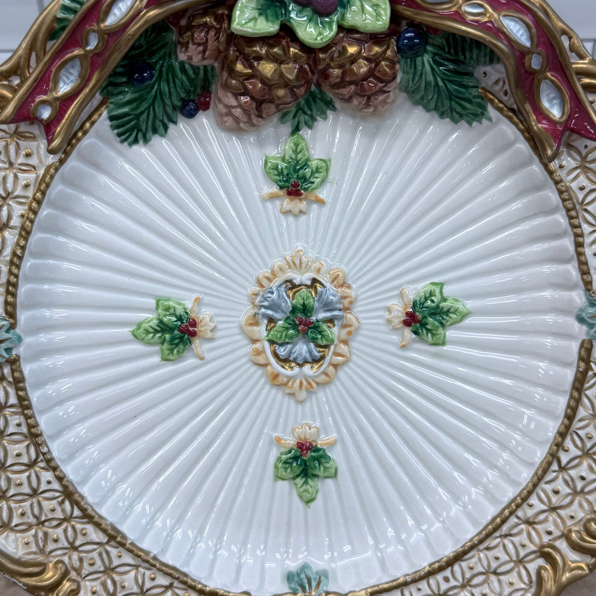 Fitz and Floyd Florentine Christmas Canapé Plates Set of 2
