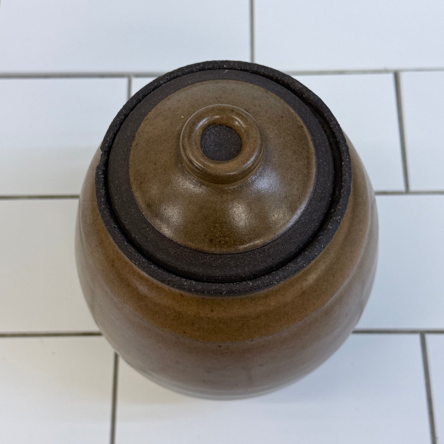 Studio Art Pottery Stoneware Lidded Jar Handmade Signed