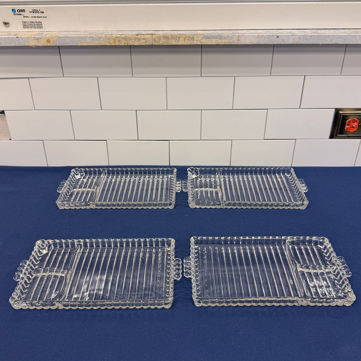Hazel Atlas Ball & Rib Divided Snack Trays Set of 4