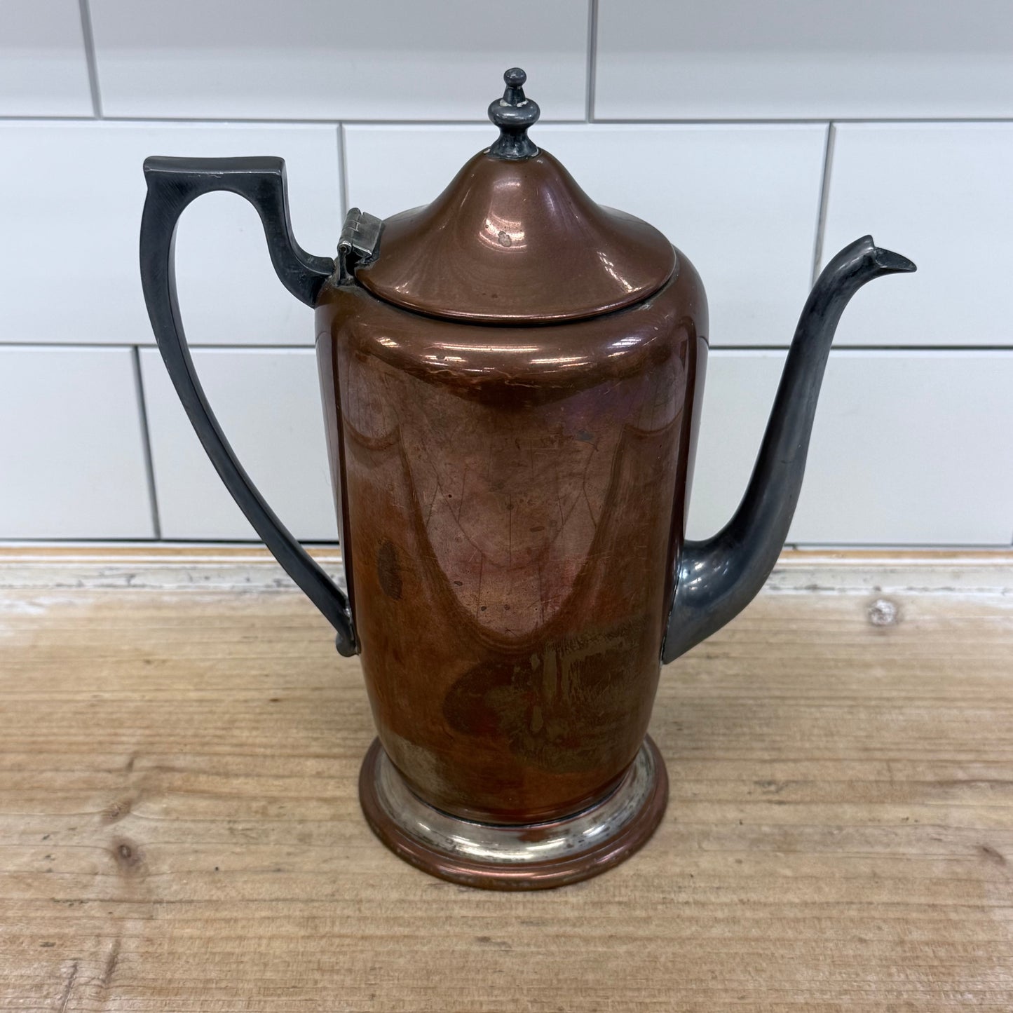 Taber & Tibbits Copper Silver plate Coffee Pot 1920s
