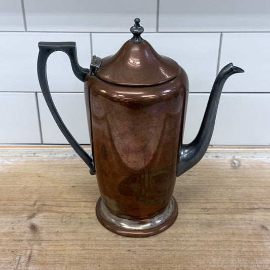 Taber & Tibbits Copper Silver plate Coffee Pot 1920s