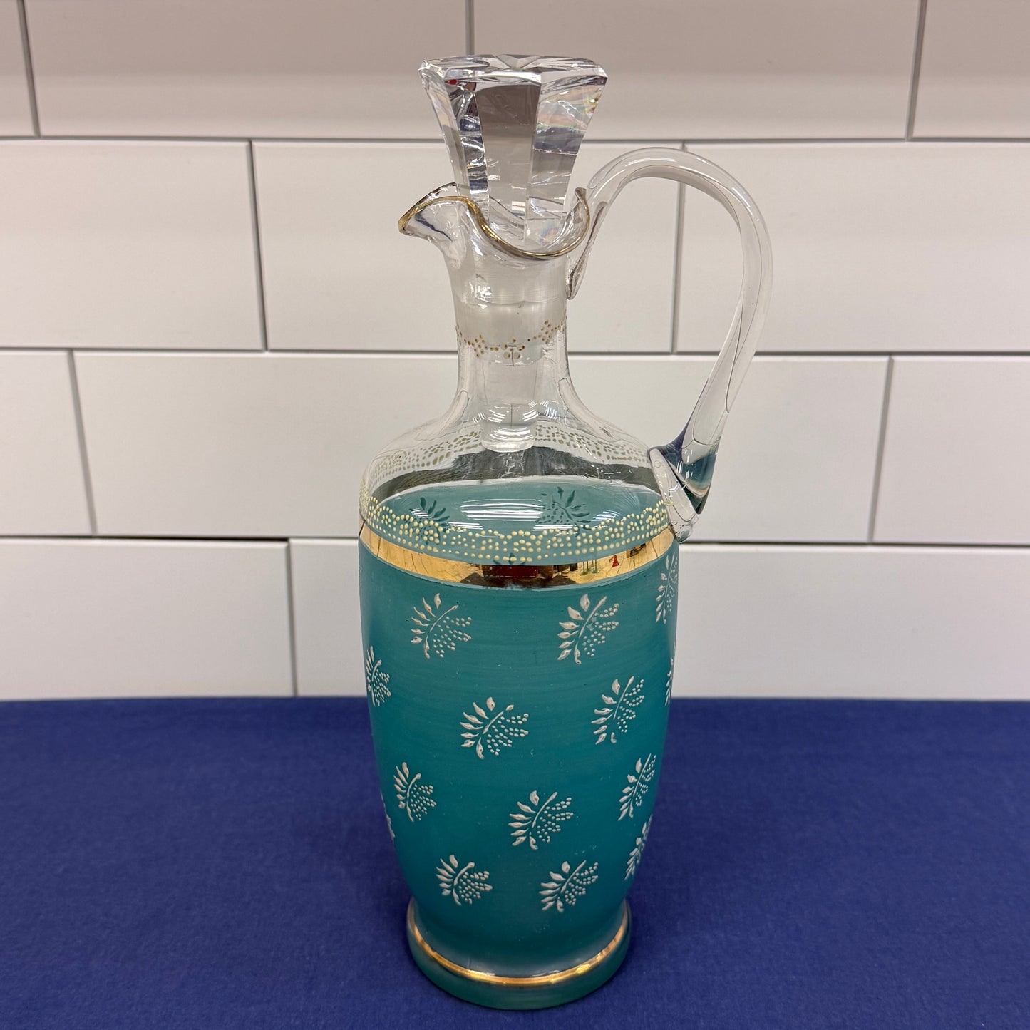 Frosted Glass Decanter & Cordial Set Mid-Century Drinkware
