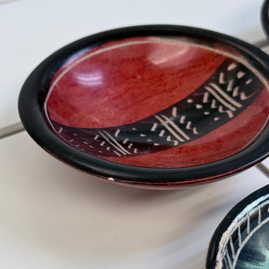 African Kisii Soapstone Zebra Trinket Dishes Set of 7
