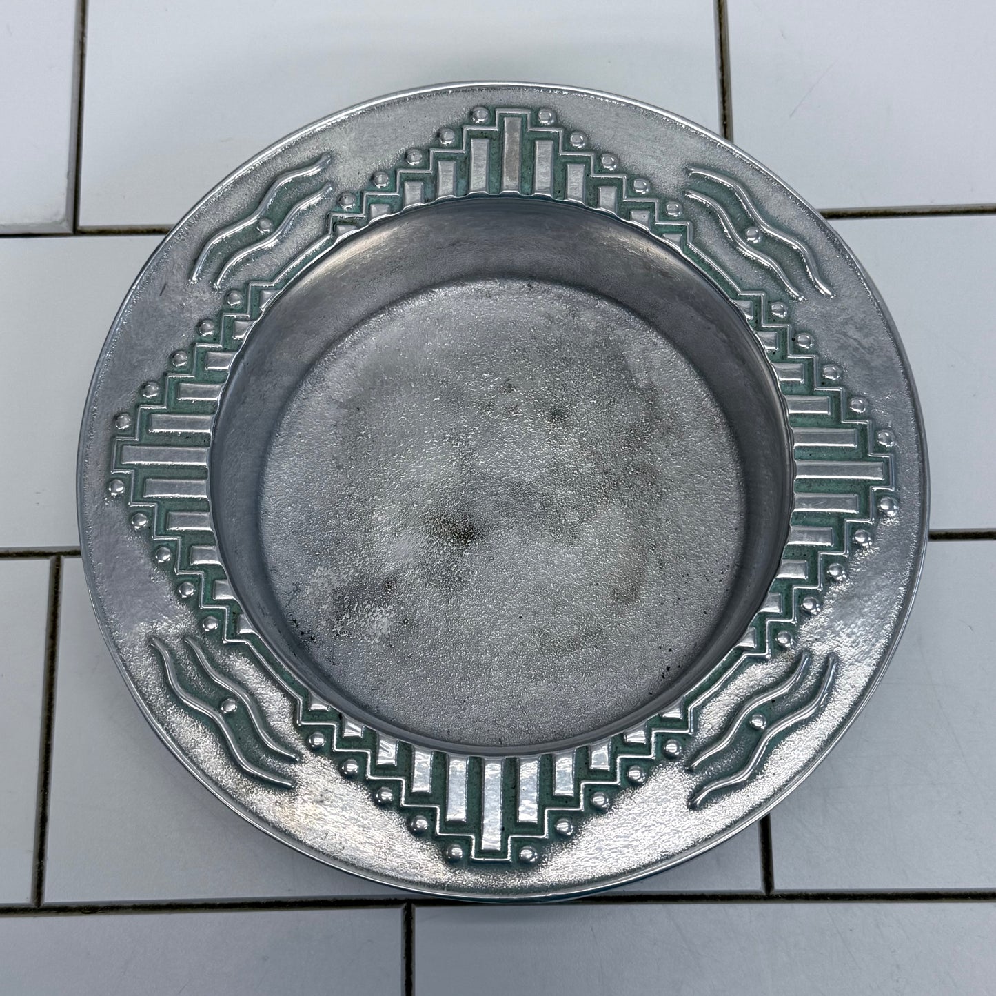 Wilton Armetale Pewter Bottle Coaster Geometric Barware