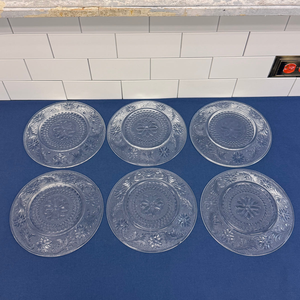 Indiana Glass Sandwich Clear Vintage Luncheon Plates