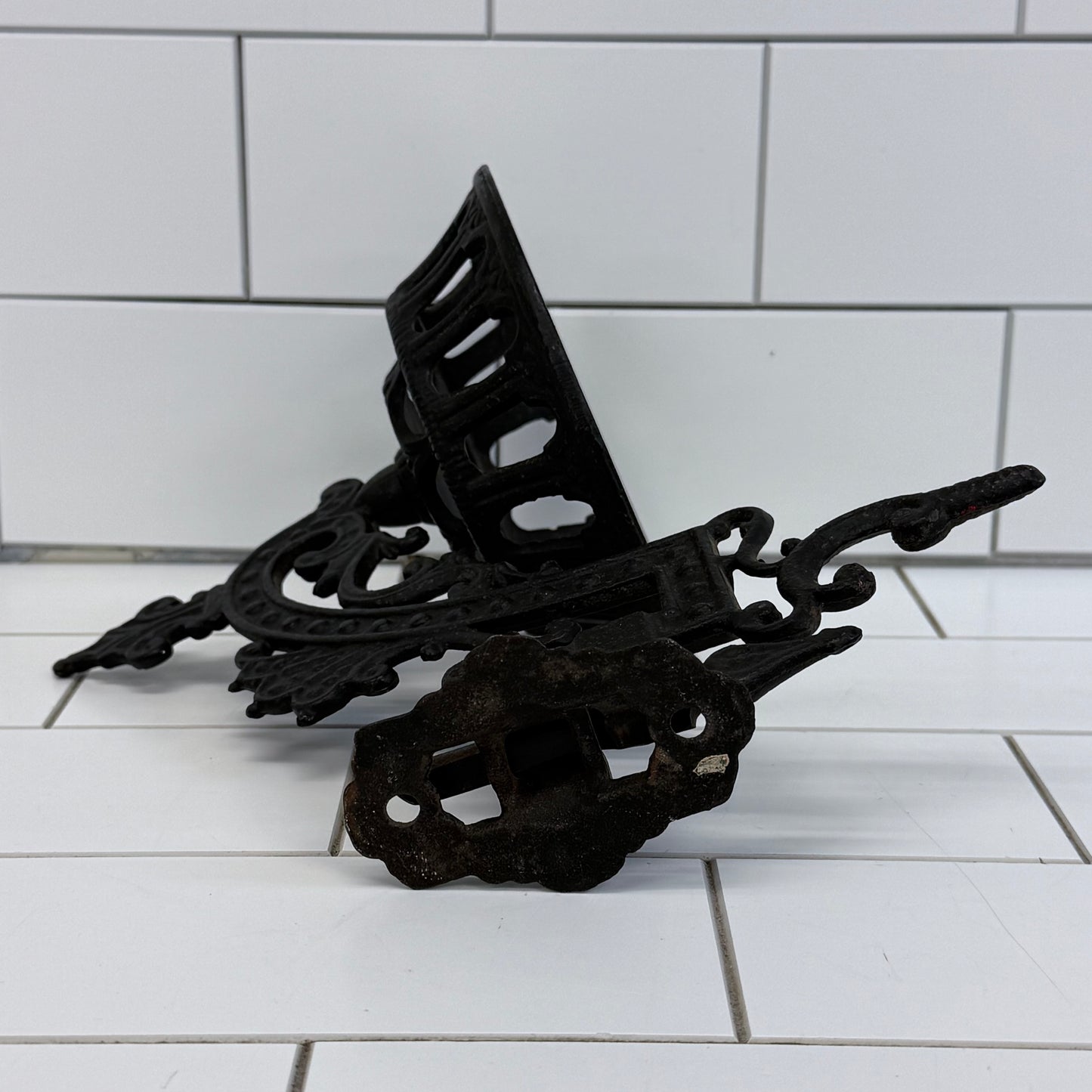 Victorian Cast Iron Kerosene Oil Lamp Wall Bracket Holder