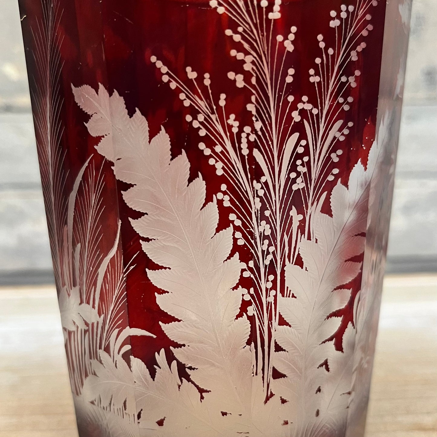 Cut to Clear Botanical Ruby Glass
