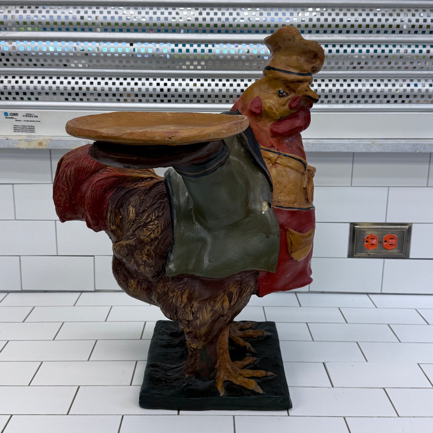 Rooster Waiter Serving Statue Vintage 1980s
