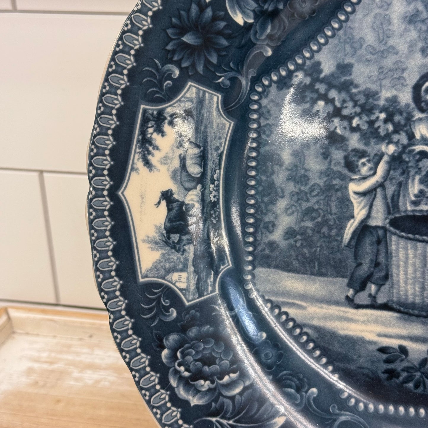 Flow Blue Style Transferware Dinner Plate