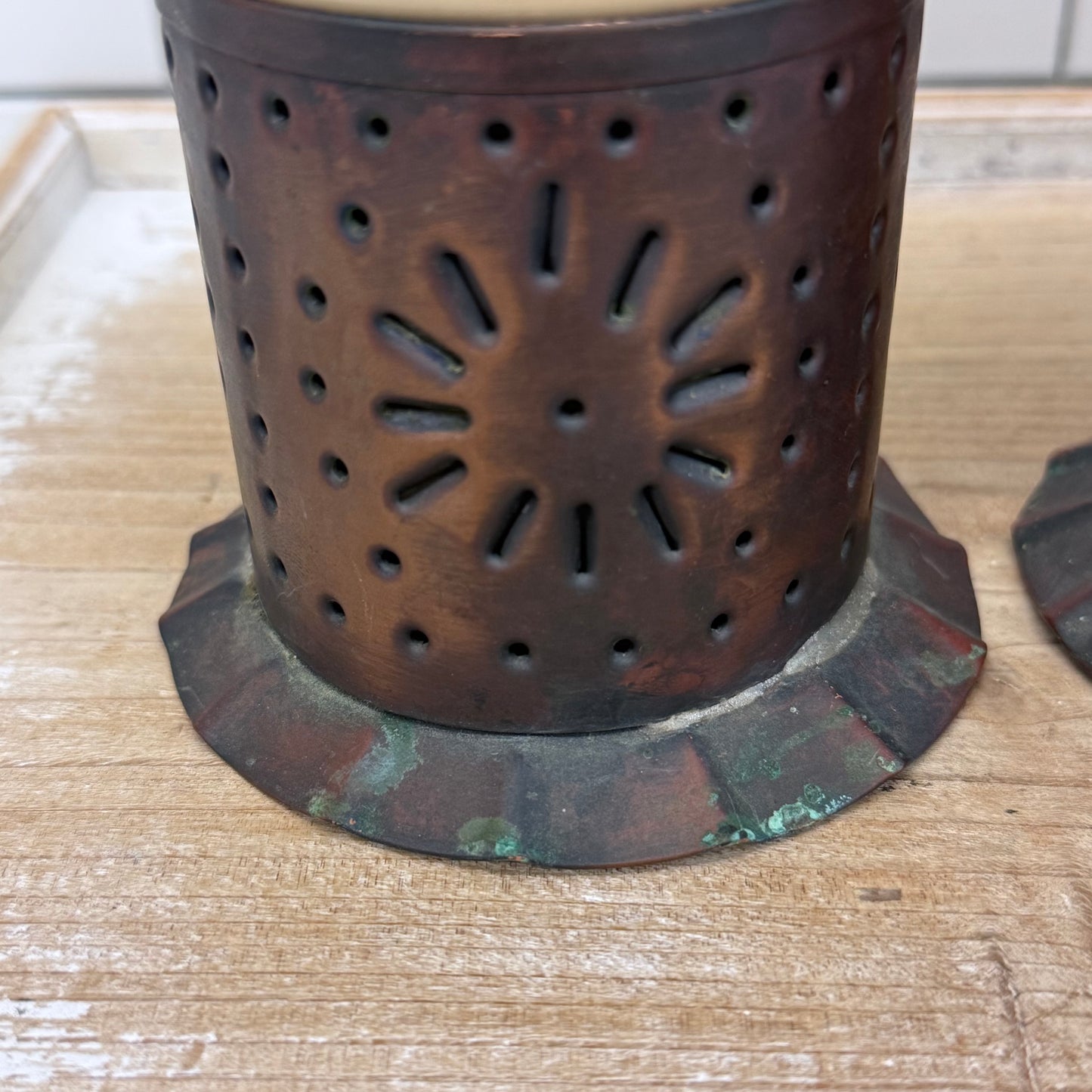 Pfaltzgraff Village Copper Mug Holders & Stoneware Inserts Set