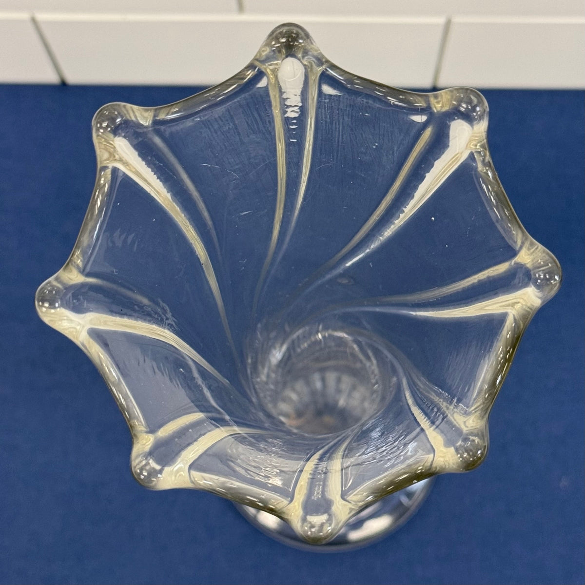 Clear Glass Swung Vase Diamond Pattern