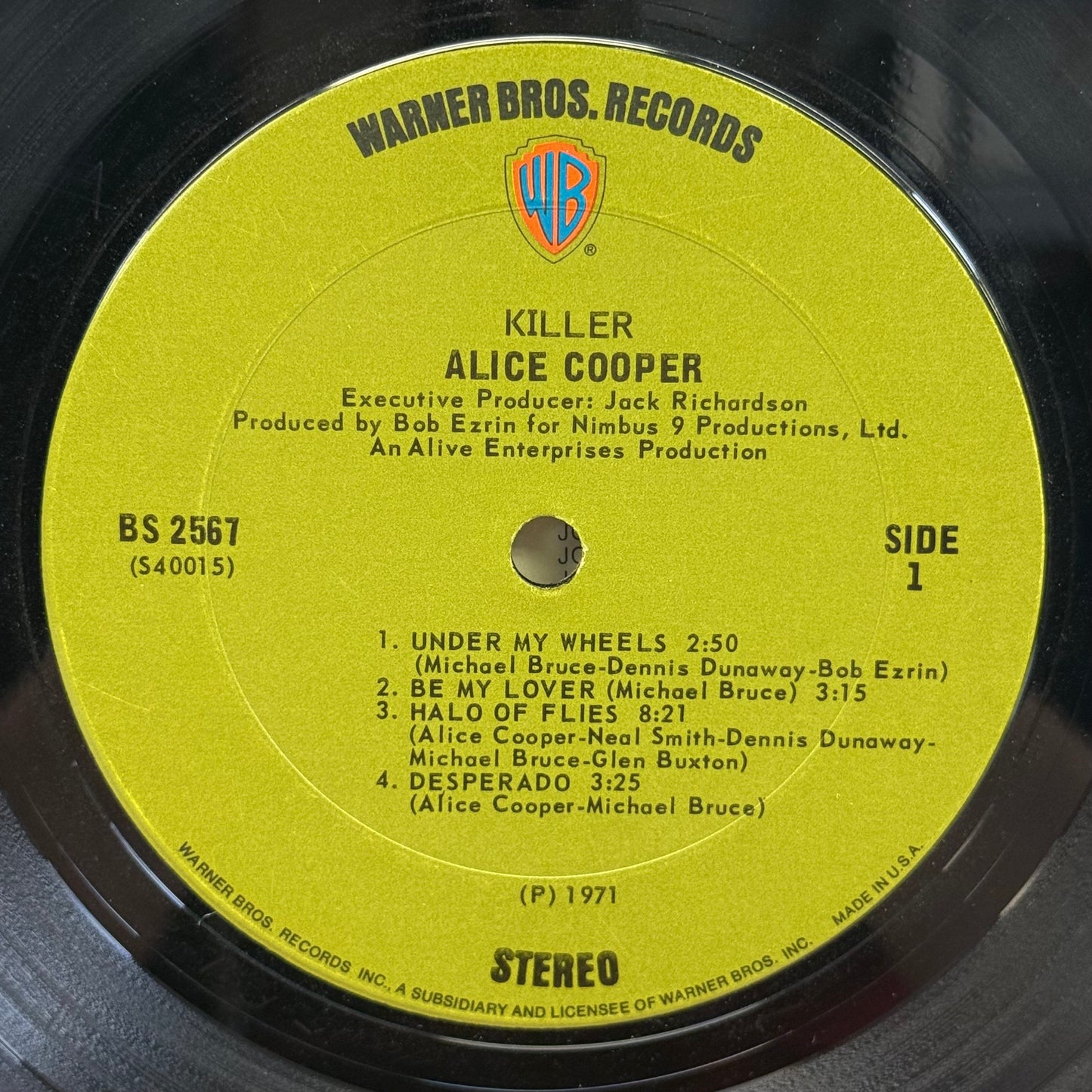 Alice Cooper Killer Vinyl Record LP 1971 #BS 2567
