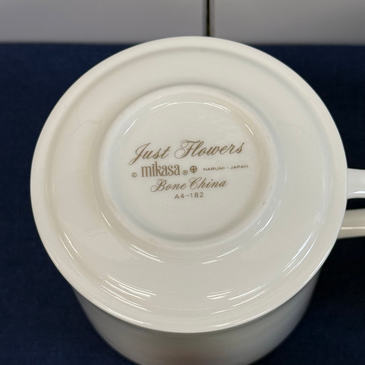 Mikasa Just Flowers Flat Cups Set of 4 Bone China 1980s
