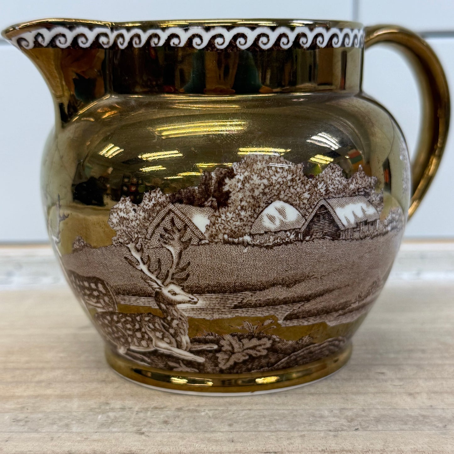Wedgwood Fallow Deer Creamer, Porcelain Lusterware