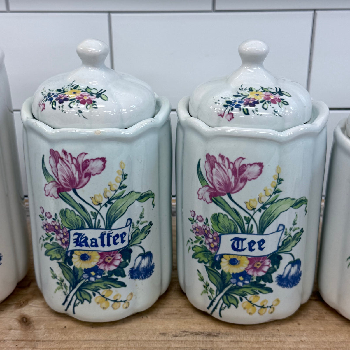 T. Delft's Bleau Floral Ceramic Kitchen Canisters Set of 5