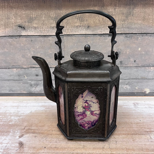 Shantou Cast Iron & Pewter Teapot, Antique