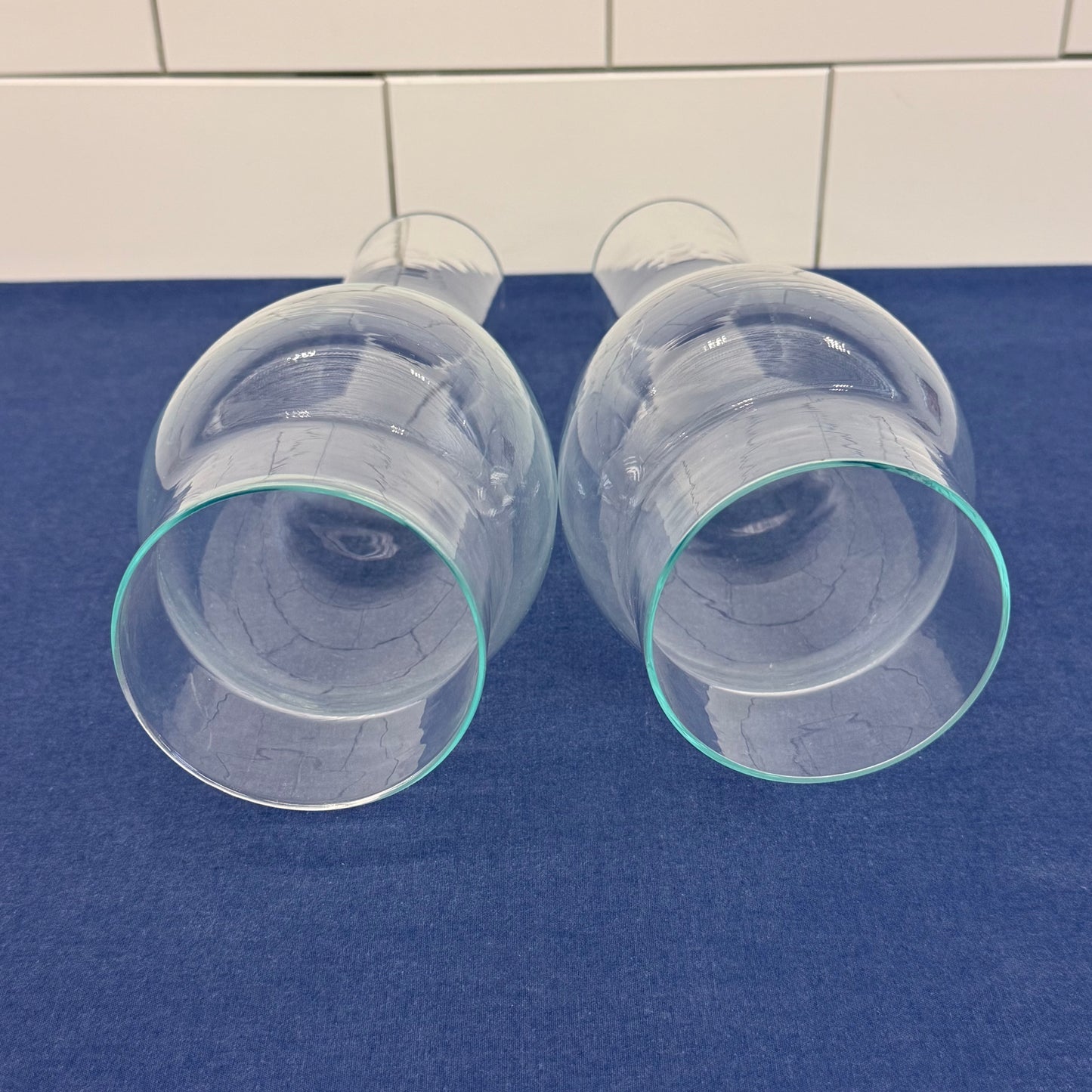 Electrified Glass Oil Hurricane Lamps with Chimneys Set of 2