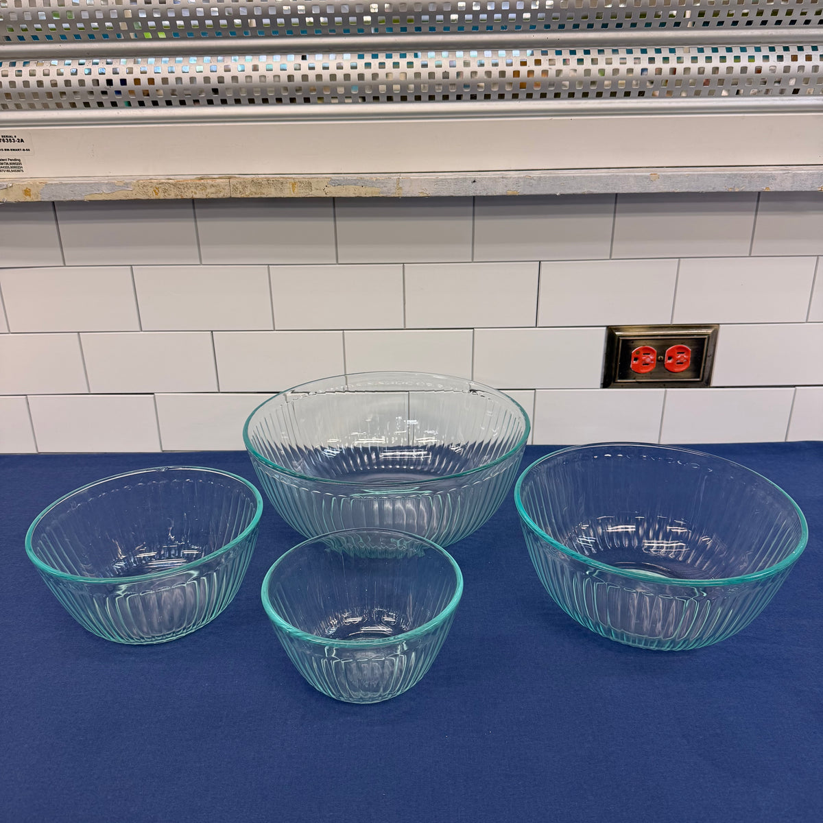 Pyrex Aqua Ribbed Mixing Bowls Set of 4 Vintage 1990s