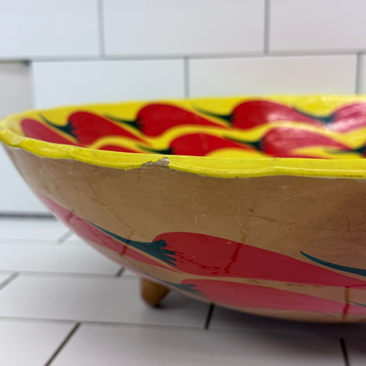 Mexican Art Pottery Chili Pepper Serving Bowl