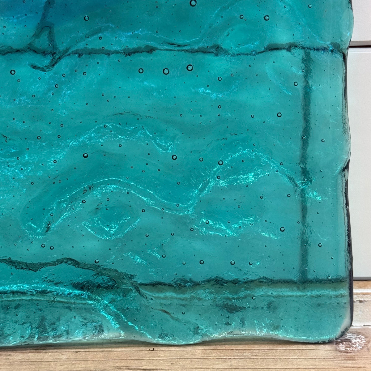 Handmade Seeded Art Glass Ocean Seascape Coastal Wall Hanging