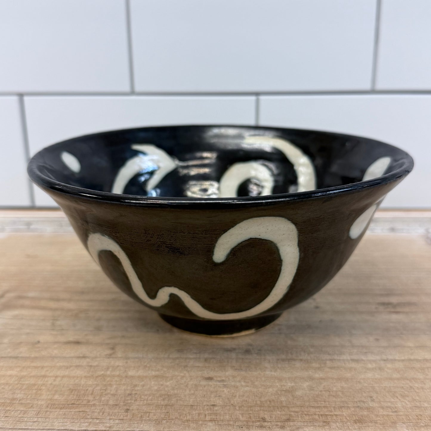 Studio Art Pottery Bowl & Handled Tray Set Signed